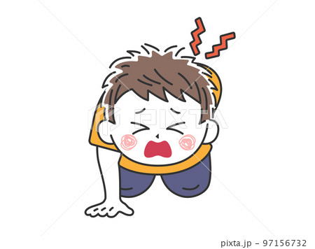 腰痛で立ち上がれない、若い男性のイラスト 腰痛で立ち上がれない、若い男性のイラスト 97156732