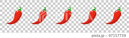 唐辛子の辛さレベルアイコンセット。スパイシー。辛い。ベクター。 97157739