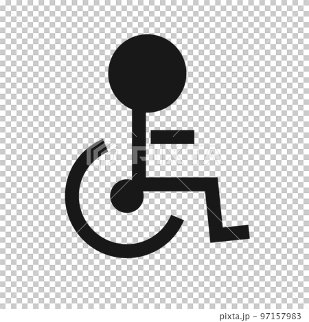 輪椅和人物剪影圖標。輪椅停車場。向量。 97157983