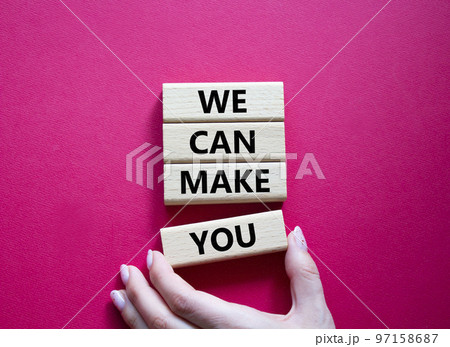 We can make you symbol. Concept words We can make you on wooden blocks. Beautiful red background. Businessman hand. Business and We can make you concept. Copy space. We can make you symbol. Concept words We can make you on wooden blocks. Beautiful red background. Businessman hand. Business and We can make you concept. Copy space. 97158687