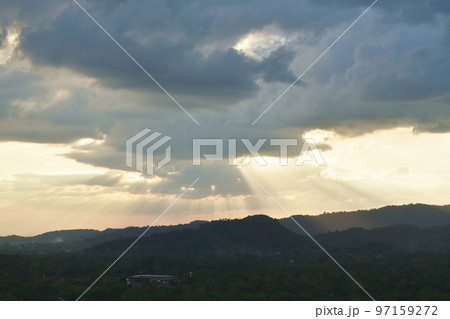sunset landscape on mountain in Thailand  97159272