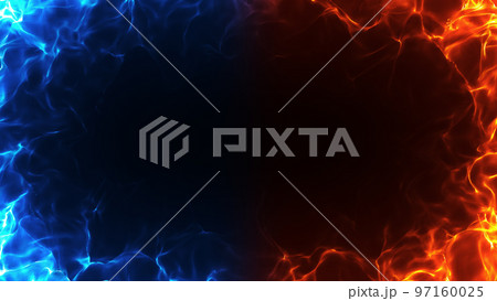 炎エフェクト素材｜赤と青のフレーム背景CG 97160025