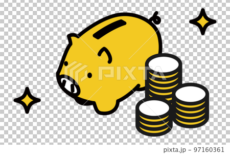 豬存錢罐和硬幣的簡單等軸圖,儲蓄圖像,副業,投資等。 豬存錢罐和硬幣的簡單等軸圖,儲蓄圖像,副業,投資等。 97160361