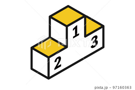 表彰台のシンプルなアイソメトリックのイラスト、ランキングのイメージ 97160363