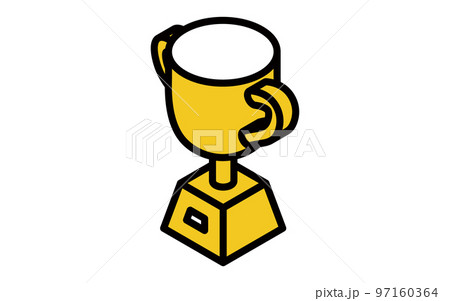 優勝トロフィーのシンプルなアイソメトリックのイラスト、ランキングのイメージ 97160364