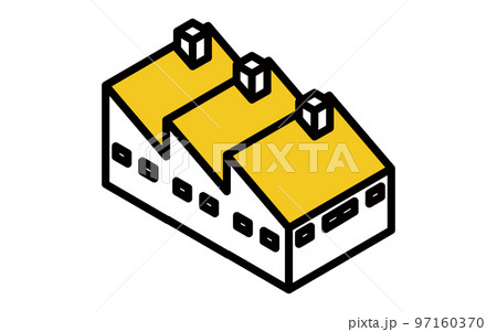 工場のシンプルなアイソメトリックのイラスト、製造・物流・流通など 97160370