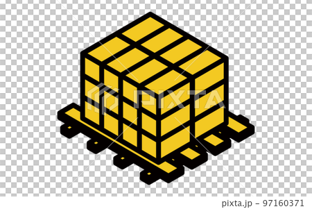 Simple isometric illustration of luggage loaded on pallets, logistics and distribution, etc. 97160371