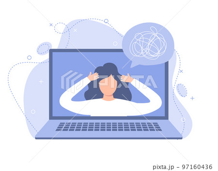Female character depression, stress. Online consultation with a doctor or treatment via video call 97160436