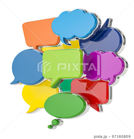 Speech bubbles of different forms and coclors isolated on white. 97160809