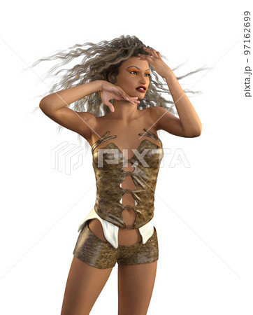 3D Warrior wild girl 97162699