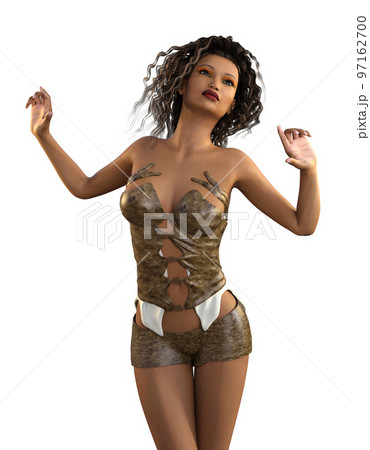 3D Warrior wild girl 97162700