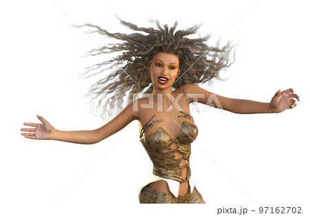 3D Warrior wild girl 97162702