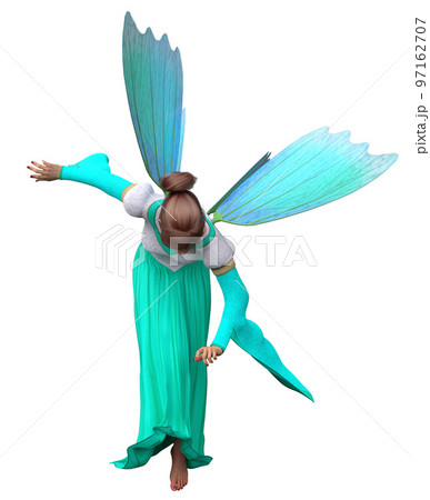 3D Fairy in teal white dress 97162707