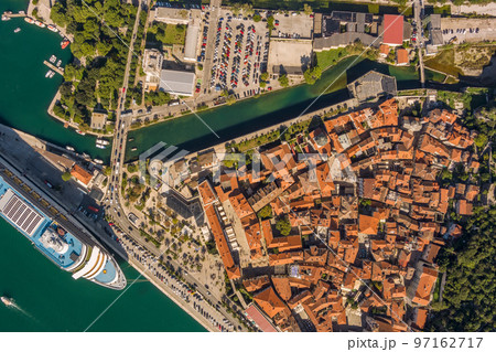 Large cruise ship in the port of Kotor Large cruise ship in the port of Kotor 97162717