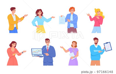 People introducing product. Presenter showing - Stock Illustration  [97166148] - PIXTA