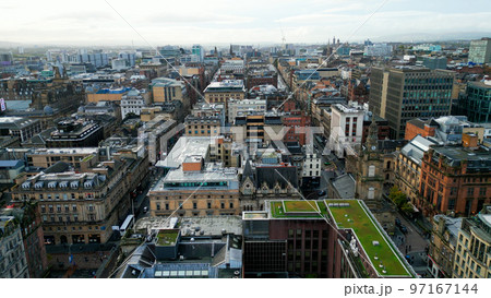 Aerial view over the city center of Glasgow Aerial view over the city center of Glasgow 97167144
