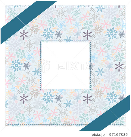 雪の結晶 パターン柄のフレーム 正方形 97167386