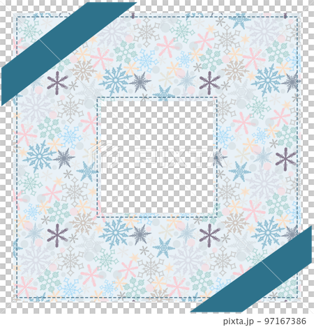 雪の結晶 パターン柄のフレーム 正方形 97167386