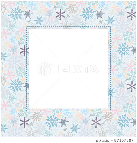 雪の結晶 パターン柄のフレーム 正方形 97167387