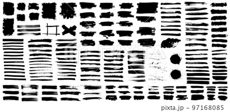 Creative brushstroke, paintbrush texture with splashes grunge 97168085