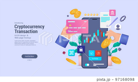 Cryptocurrency transaction online on Mobile App - Mobile banking or wallet 97168098