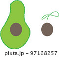 アボカドと芽が出た種のアイコンイラスト 97168257