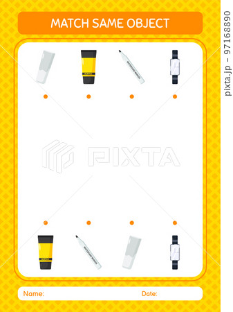 Match with same object game summer icon. worksheet for preschool kids, kids activity sheet 97168890