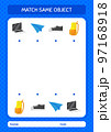Match with same object game summer icon. worksheet for preschool kids, kids activity sheet 97168918