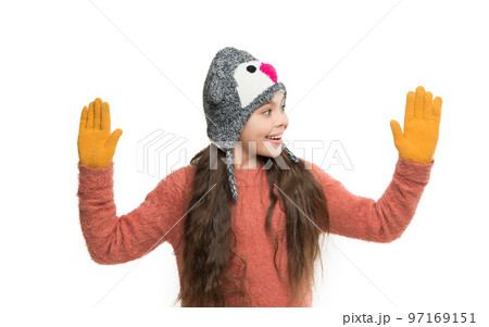 really cool. enjoy christmas vacation. good mood in any weather. warm apparel for cold weather. childhood happiness and joy. knitwear fashion. happy little girl loves winter. finally winter holidays 97169151