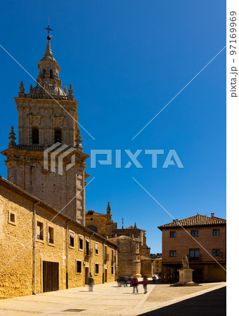 El Burgo de Osma street view with bell tower of Cathedral of Assumption El Burgo de Osma street view with bell tower of Cathedral of Assumption 97169969