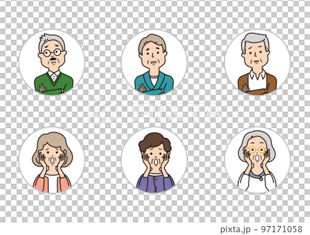 高級面部表情圖標思考，驚訝，震驚 97171058