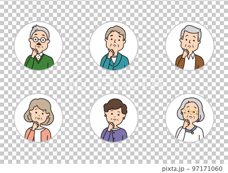 高級面部表情圖標思考/擔心 高級面部表情圖標思考/擔心 97171060