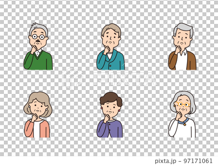 高級面部表情圖標思考/擔心 高級面部表情圖標思考/擔心 97171061