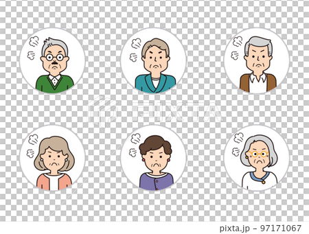 Senior facial expression icon angry Senior facial expression icon angry 97171067