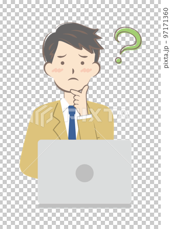 擔心操作電腦的西裝青年 97171360