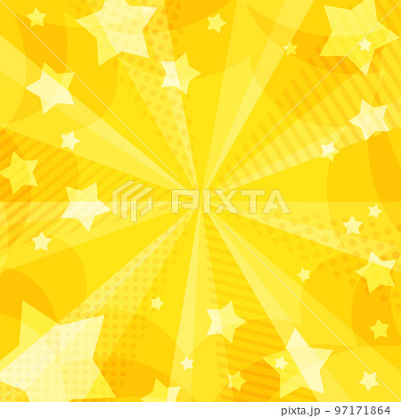 星が飛び出す模様が入ったお洒落な黄色の放射背景素材 正方形 星が飛び出す模様が入ったお洒落な黄色の放射背景素材 正方形 97171864
