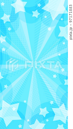 星が飛び出す模様が入ったお洒落な水色の放射背景素材　縦 97171883