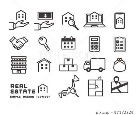 不動産やお部屋探しに関するアイコンのベクターイラスト素材/新生活/引っ越し 不動産やお部屋探しに関するアイコンのベクターイラスト素材/新生活/引っ越し 97172329