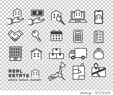 不動産やお部屋探しに関するアイコンのベクターイラスト素材/新生活/引っ越し 不動産やお部屋探しに関するアイコンのベクターイラスト素材/新生活/引っ越し 97172329