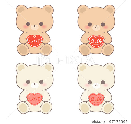 バレンタイン用のハートのチョコを持ったかわいいくまのぬいぐるみ 97172395
