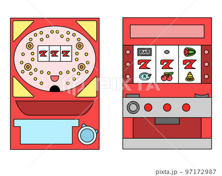カラーパチンコスロットのアイコンイラストのイラスト素材 [97172987