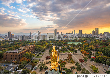 【大阪城公園】大阪城天守閣展望台からの景色【都市風景】 【大阪城公園】大阪城天守閣展望台からの景色【都市風景】 97173312