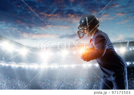 Businessman acting as american football players 97173503