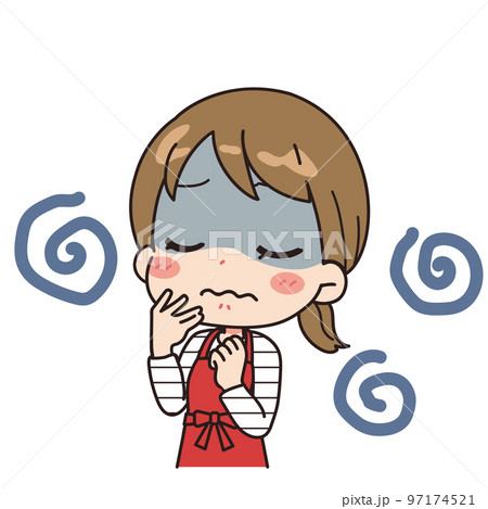 体調不良で顔色が悪い女性のイラスト 97174521