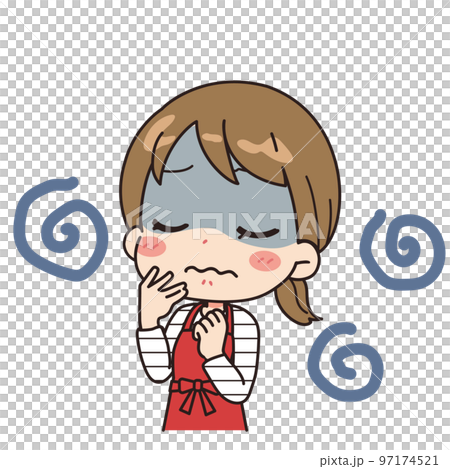 体調不良で顔色が悪い女性のイラスト 97174521