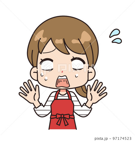 ショックを受けて白目になる女性のイラスト ショックを受けて白目になる女性のイラスト 97174523