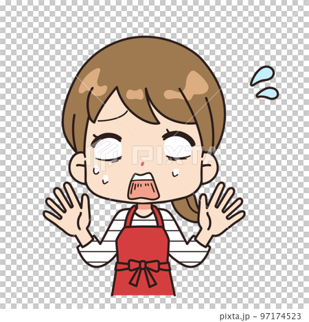 ショックを受けて白目になる女性のイラスト ショックを受けて白目になる女性のイラスト 97174523