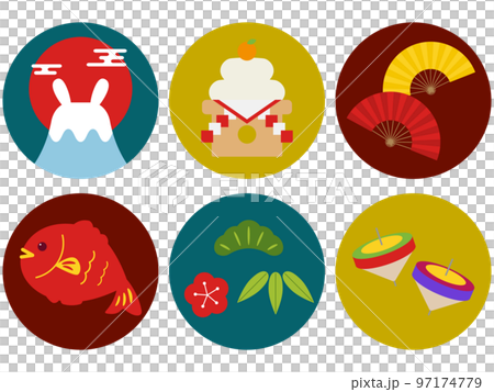 一套 6 個新年圖標兔年 97174779