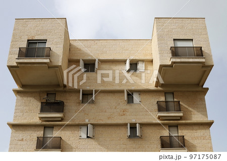 Balcony - a platform with railings protruding on the upper floors of the building. Balcony - a platform with railings protruding on the upper floors of the building. 97175087