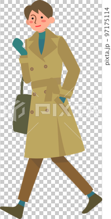 穿著風衣走路的年輕女人 97175114